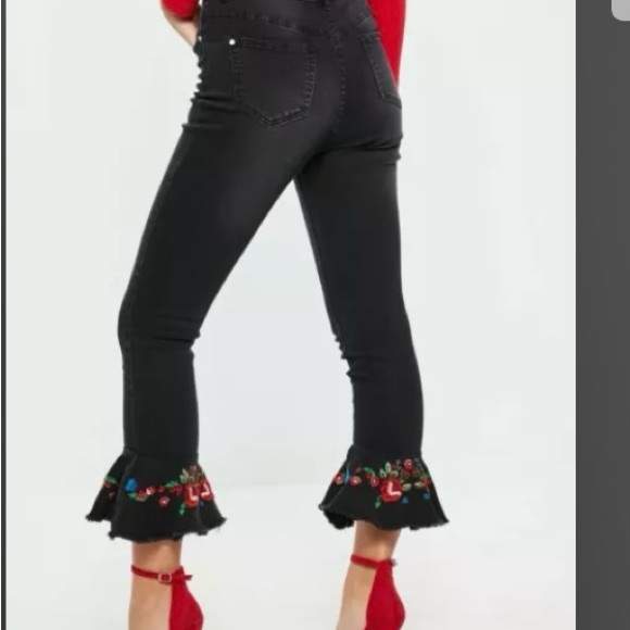 EUC The Sinner Misguided black high rise authentic skinny jeans flared bottom - Picture 3 of 11